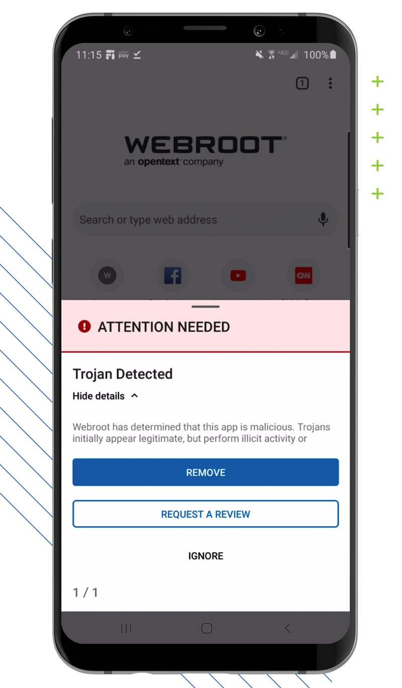 Screenshot of Mobile Security Features