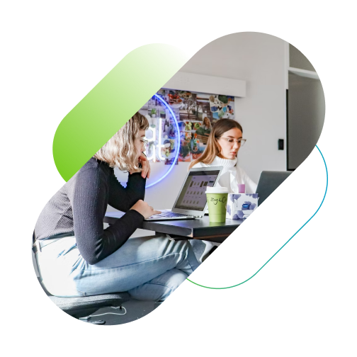 Male and Female on a computer